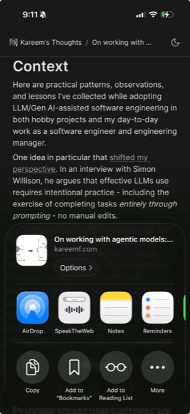 Safari Share Extension